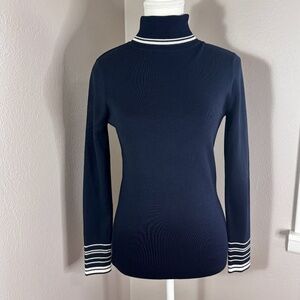 Chico's Turtleneck Sweater - Navy with White Detailing
